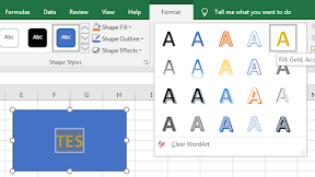 Menambahkan WordArt Style Pada Teks Dalam Shape Pada Microsoft Excel
